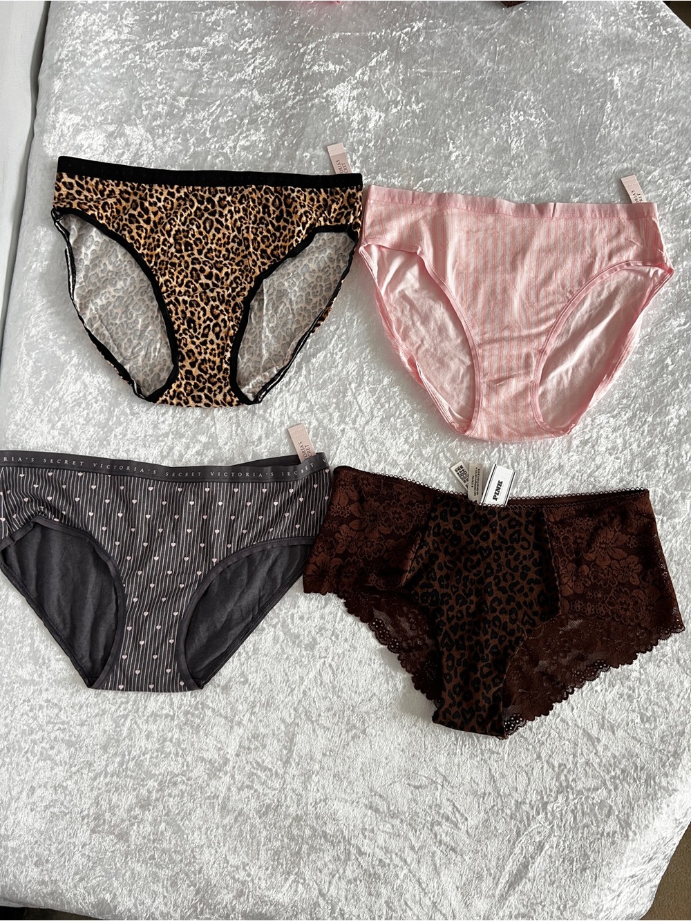 Victoria's Secret & Pink Lot Of Four Underwear Panties Brief Size Medium Lace